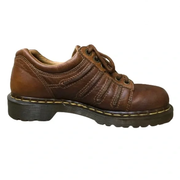 Dr. Martens Leather Chunky Oxford Low Top Shoes Women 7 Brown Vintage 12037 - Picture 6 of 16